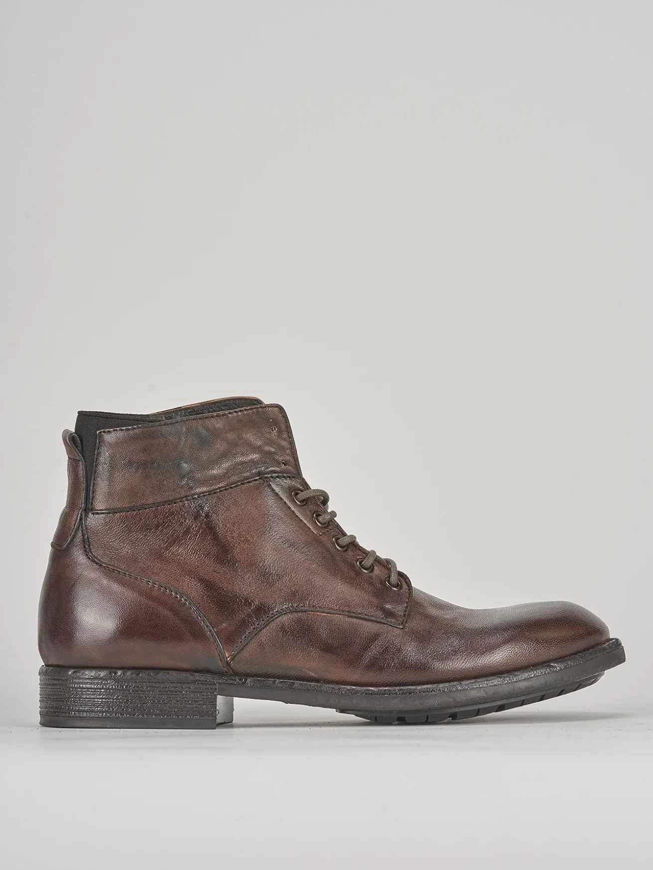 Anfibi tacco 1cm pelle marrone