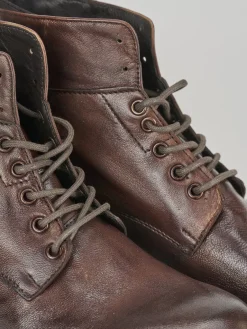 Anfibi tacco 1cm pelle marrone