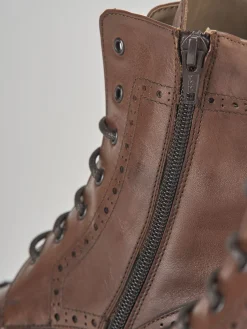 Anfibi tacco 2cm pelle marrone