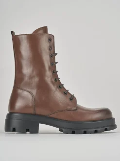 Anfibi tacco 3cm pelle marrone