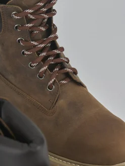 Anfibi tacco 2cm pelle marrone