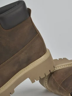 Anfibi tacco 2cm pelle marrone