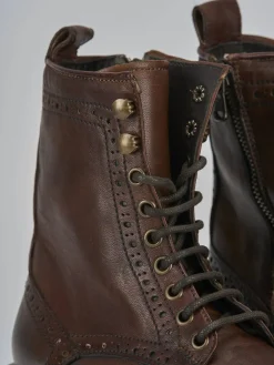 Anfibi tacco 2cm pelle marrone