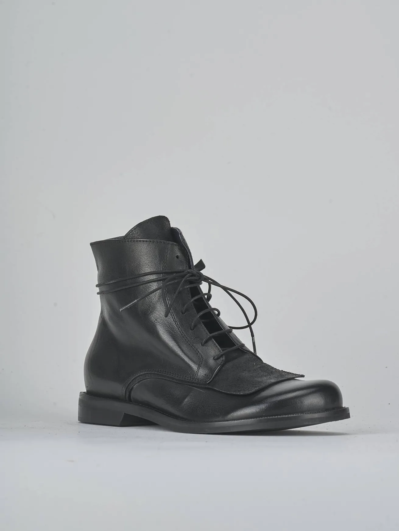 Anfibi tacco 1cm pelle nero