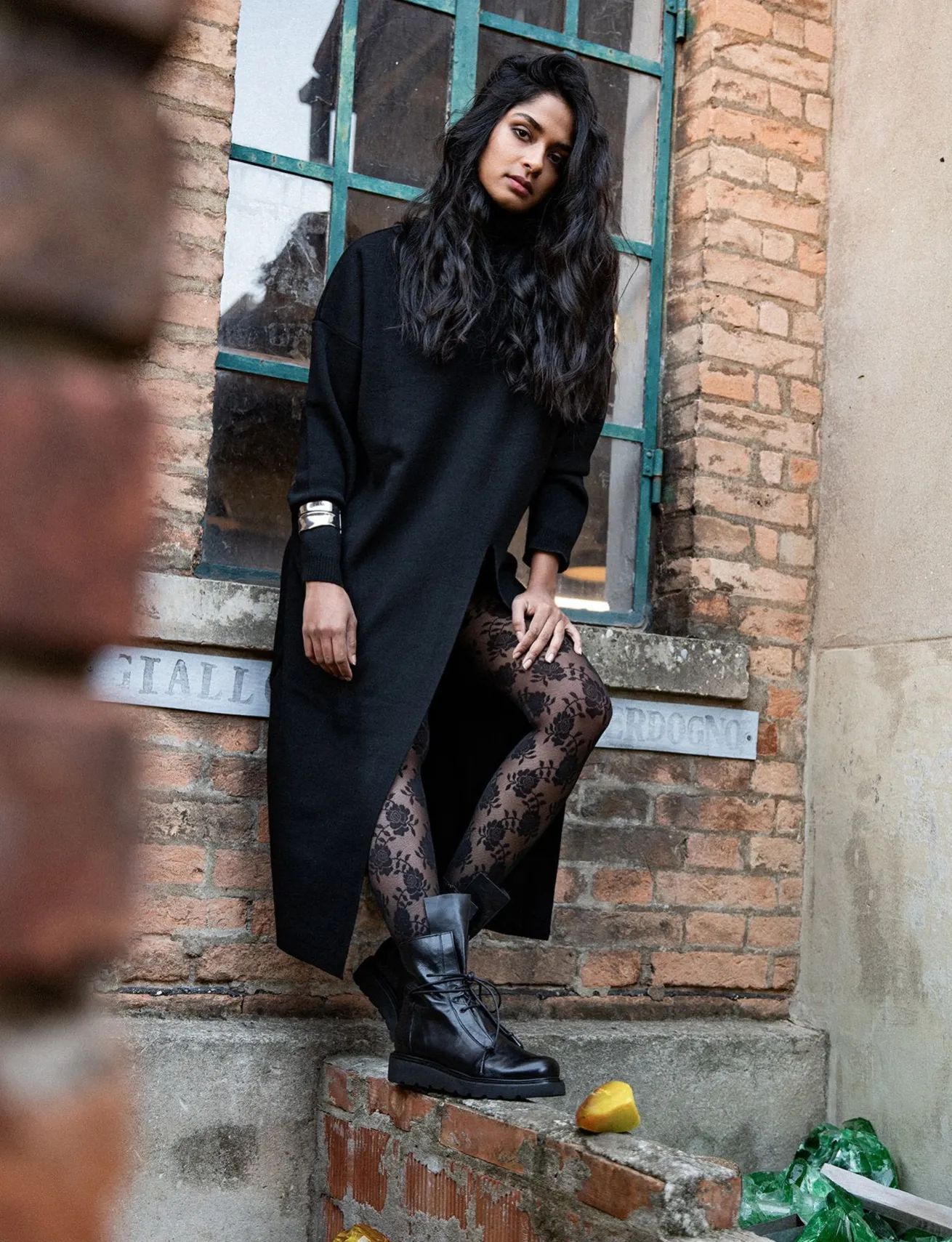 Anfibi tacco 1cm pelle nero