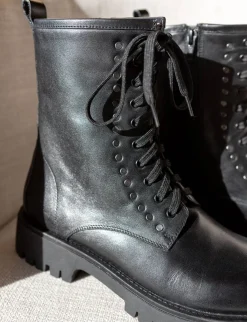 Anfibi tacco 2cm pelle nero