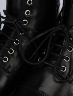 Anfibio tacco 1 cm nero pelle