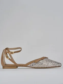 Ballerina bebe' tacco 1 cm argento pelle