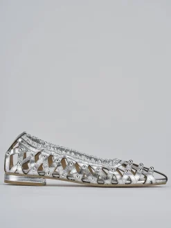 Ballerina tacco 2 cm argento laminato