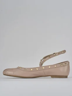 Ballerina tacco 1 cm beige pelle