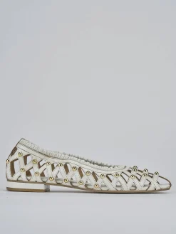 Ballerina tacco 2 cm bianco pelle