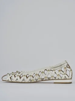 Ballerina tacco 2 cm bianco pelle