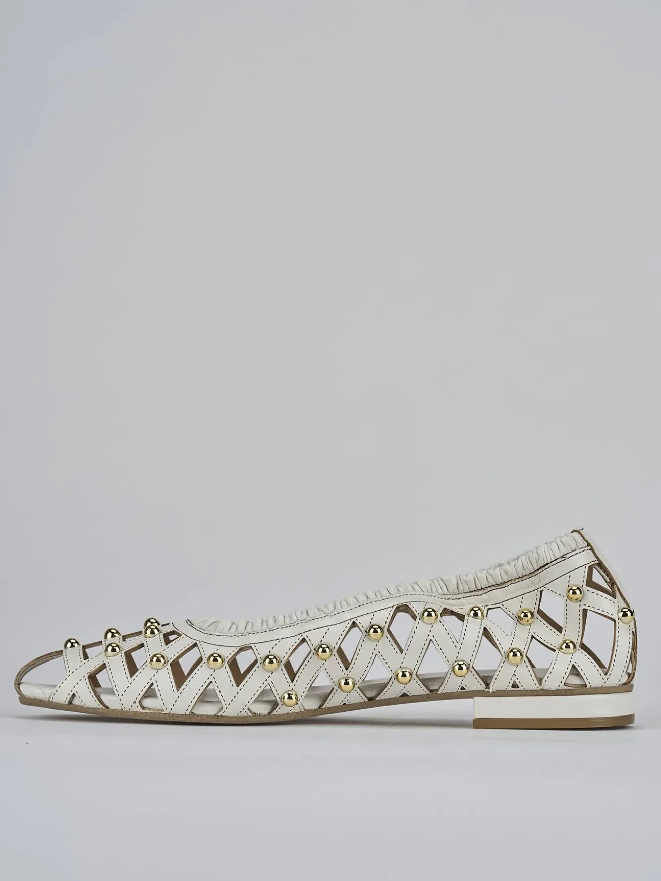 Ballerina tacco 2 cm bianco pelle