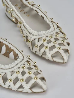 Ballerina tacco 2 cm bianco pelle