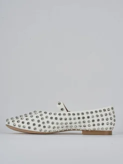 Ballerina tacco 1 cm bianco pelle