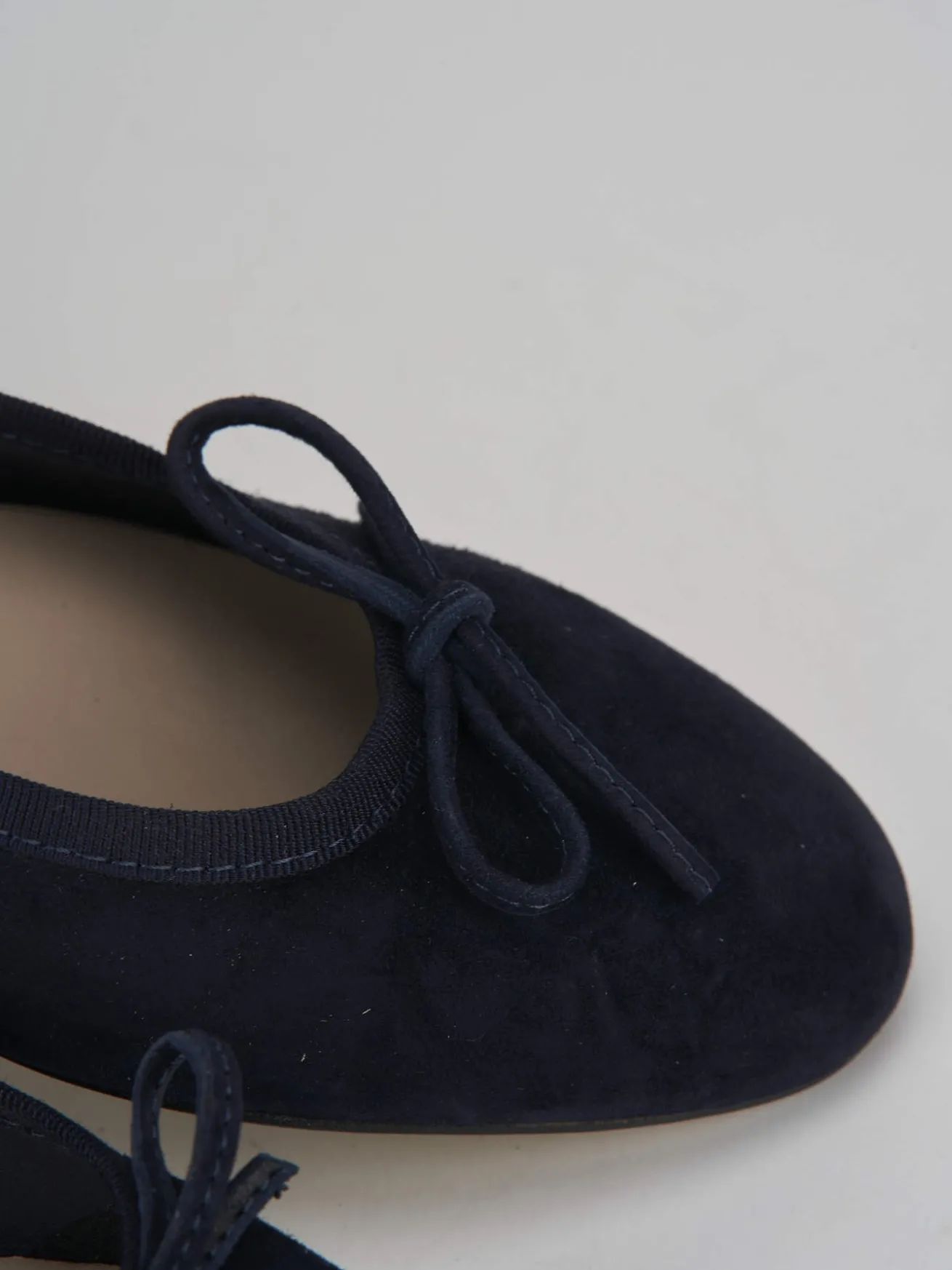 Ballerina tacco 1 cm blu camoscio