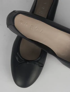 Ballerina tacco 1 cm blu pelle