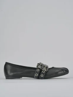 Ballerina tacco 1 cm nero pelle