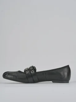 Ballerina tacco 1 cm nero pelle