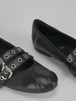 Ballerina tacco 1 cm nero pelle