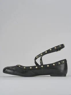 Ballerina tacco 1 cm nero pelle