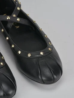 Ballerina tacco 1 cm nero pelle