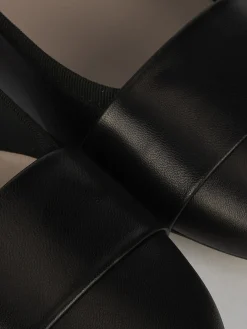 Ballerina tacco 1 cm nero pelle