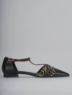 Ballerina tacco 1 cm nero pelle