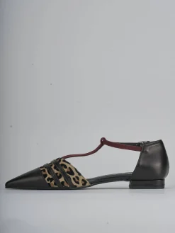 Ballerina tacco 1 cm nero pelle