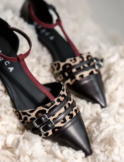 Ballerina tacco 1 cm nero pelle