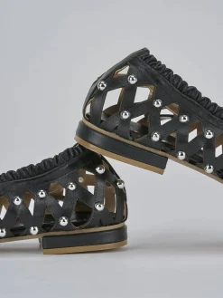 Ballerina tacco 2 cm nero pelle