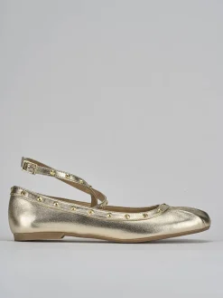 Ballerina tacco 1 cm oro pelle