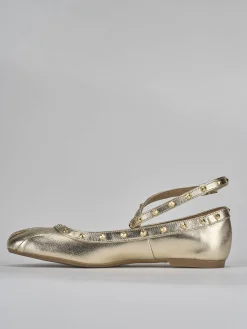 Ballerina tacco 1 cm oro pelle