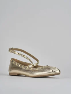 Ballerina tacco 1 cm oro pelle