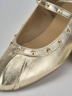 Ballerina tacco 1 cm oro pelle