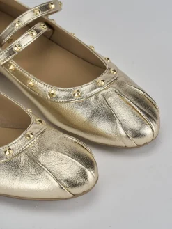 Ballerina tacco 1 cm oro pelle