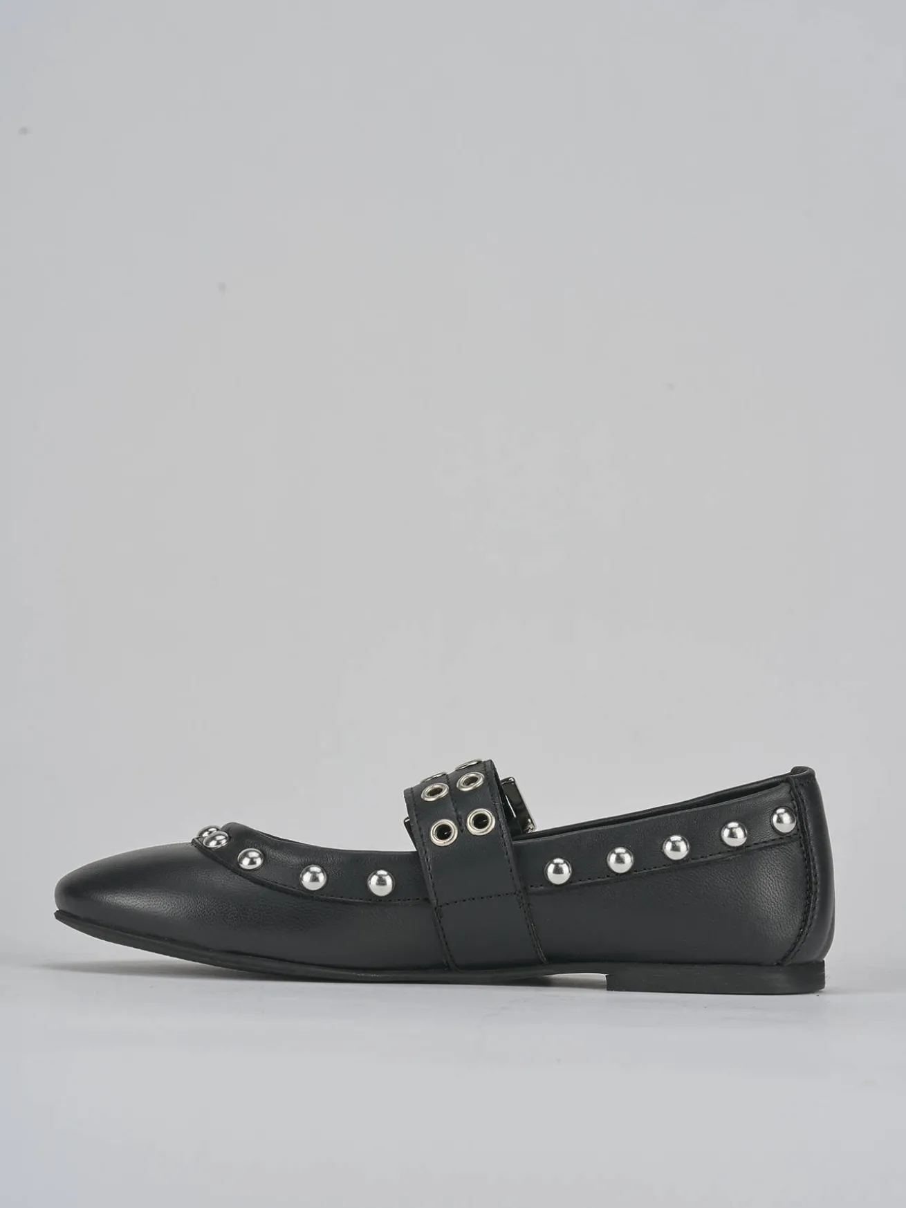 Ballerina tacco 1cm nero pelle