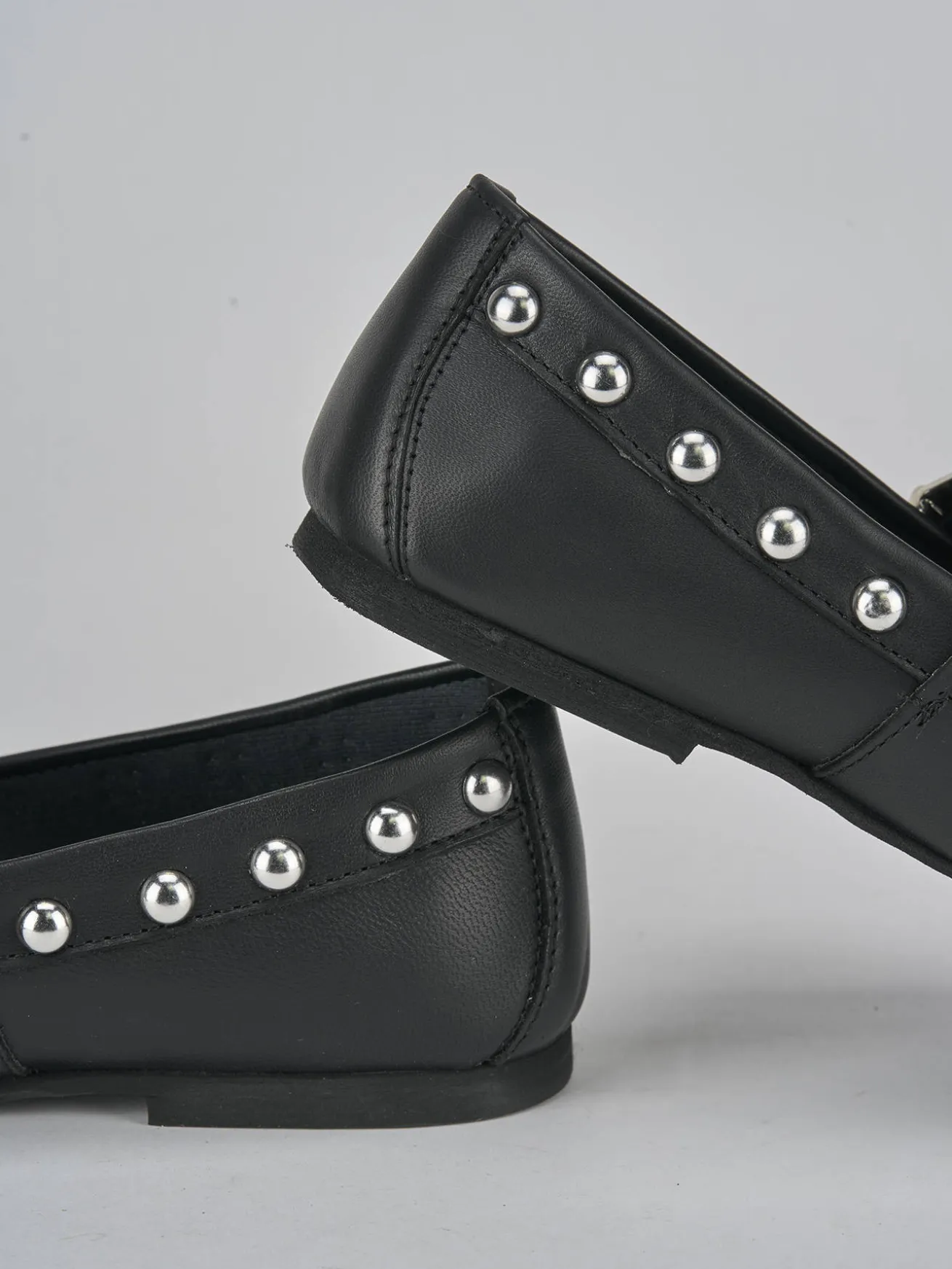 Ballerina tacco 1cm nero pelle