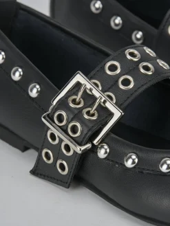 Ballerina tacco 1cm nero pelle