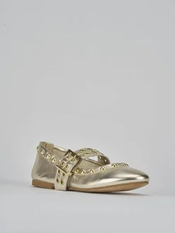 Ballerina tacco 1cm oro pelle