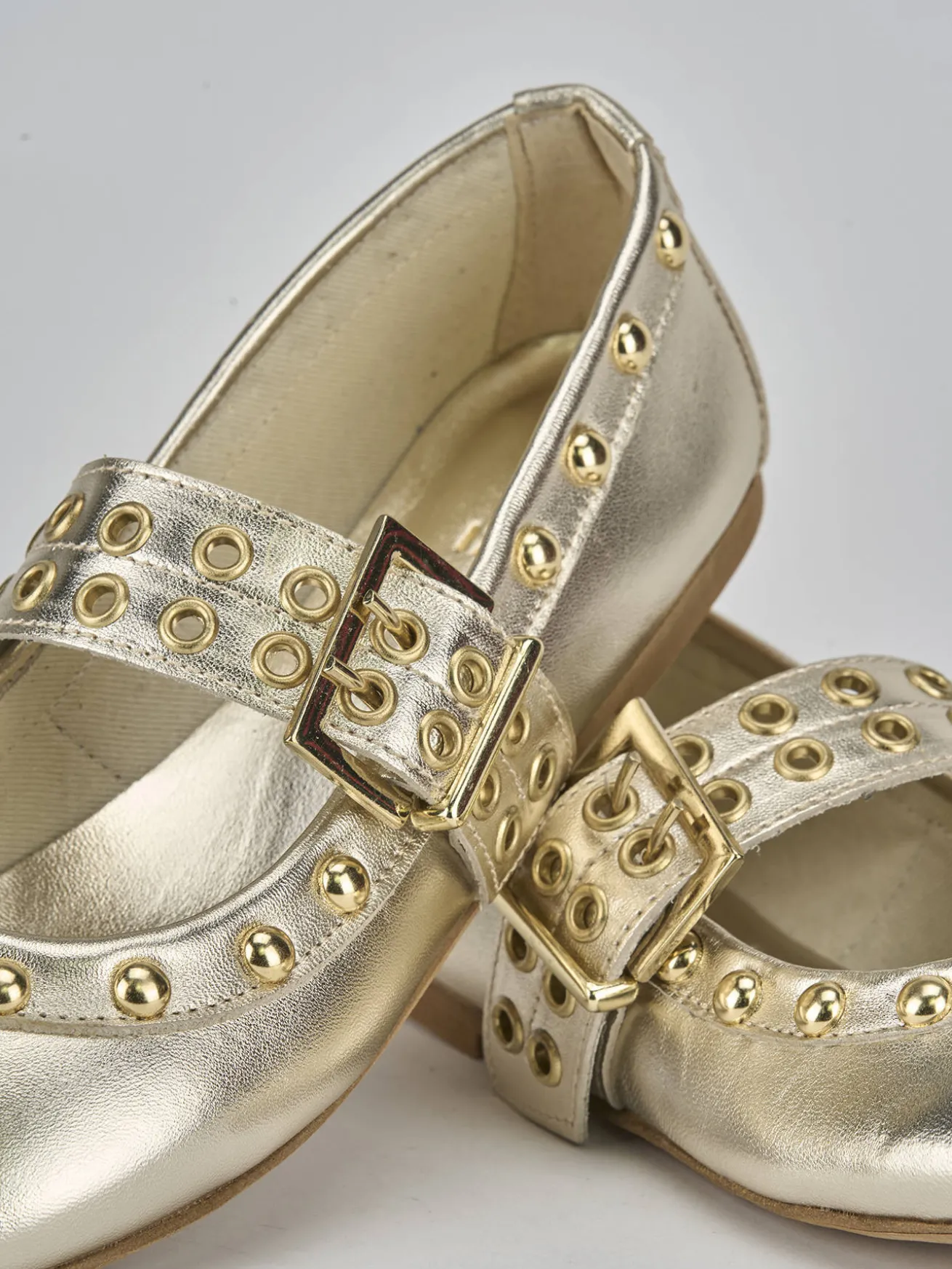 Ballerina tacco 1cm oro pelle