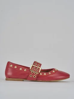 Ballerina tacco 1cm rosso pelle
