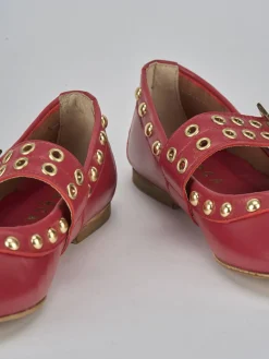 Ballerina tacco 1cm rosso pelle