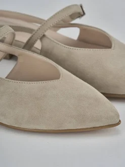 Ballerine tacco 1cm camoscio beige