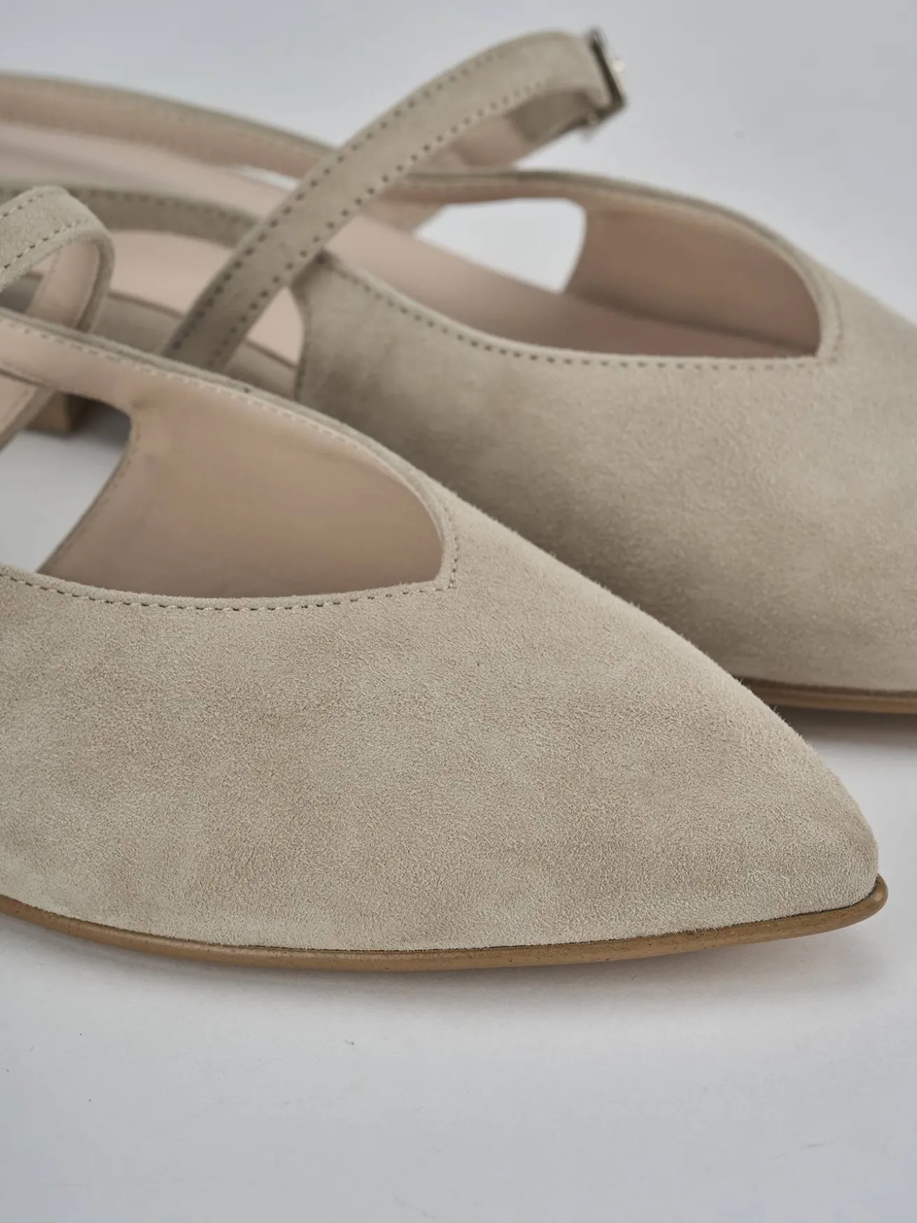 Ballerine tacco 1cm camoscio beige