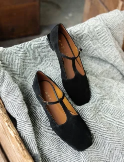 Ballerine tacco 1cm camoscio nero