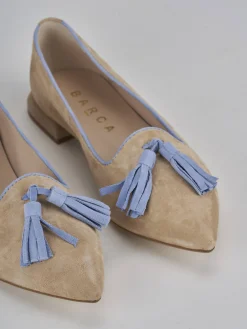 Ballerine tacco 1cm camoscio marrone