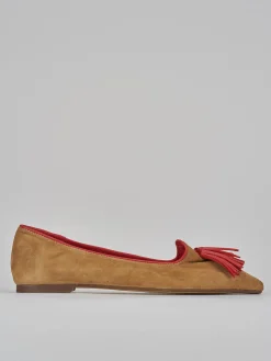 Ballerine tacco 1cm camoscio marrone