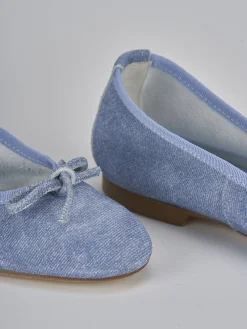 Ballerine tacco 1cm camoscio jeans