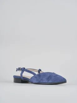 Ballerine tacco 1cm camoscio blu